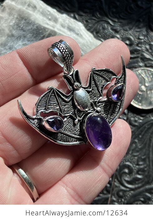 Halloween Flying Vampire Bat Amethyst Gemstone Crystal Jewelry Pendant Charm - #MkytwCzv1AY-2