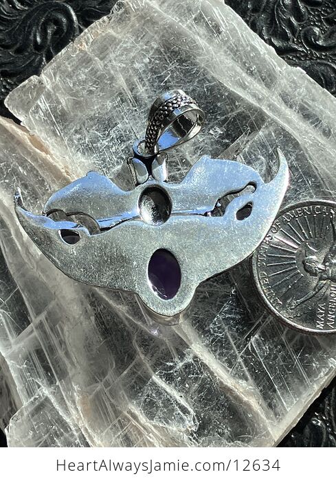 Halloween Flying Vampire Bat Amethyst Gemstone Crystal Jewelry Pendant Charm - #MkytwCzv1AY-5