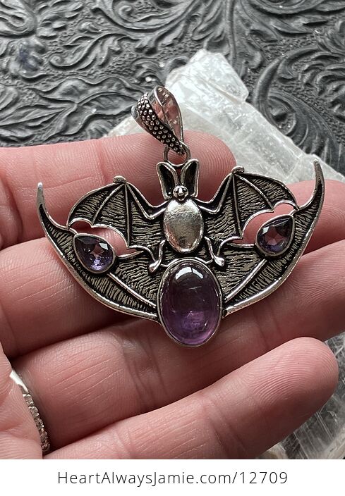 Halloween Flying Vampire Bat Amethyst Gemstone Crystal Jewelry Pendant Charm - #abTmfmfA1xA-1