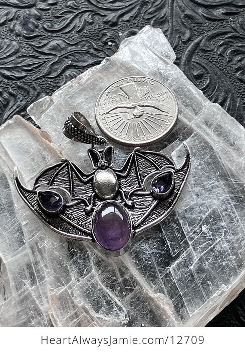 Halloween Flying Vampire Bat Amethyst Gemstone Crystal Jewelry Pendant Charm - #abTmfmfA1xA-6