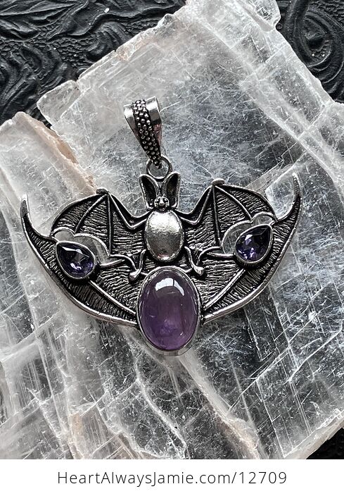 Halloween Flying Vampire Bat Amethyst Gemstone Crystal Jewelry Pendant Charm - #abTmfmfA1xA-5