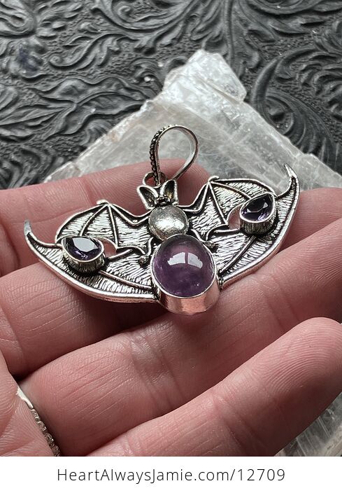 Halloween Flying Vampire Bat Amethyst Gemstone Crystal Jewelry Pendant Charm - #abTmfmfA1xA-3