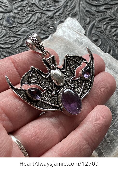 Halloween Flying Vampire Bat Amethyst Gemstone Crystal Jewelry Pendant Charm - #abTmfmfA1xA-2