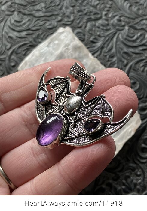 Halloween Flying Vampire Bat Amethyst Gemstone Crystal Jewelry Pendant Charm - #pp464p4KGtc-3