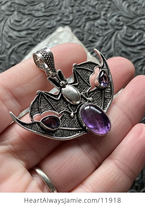 Halloween Flying Vampire Bat Amethyst Gemstone Crystal Jewelry Pendant Charm - #pp464p4KGtc-2