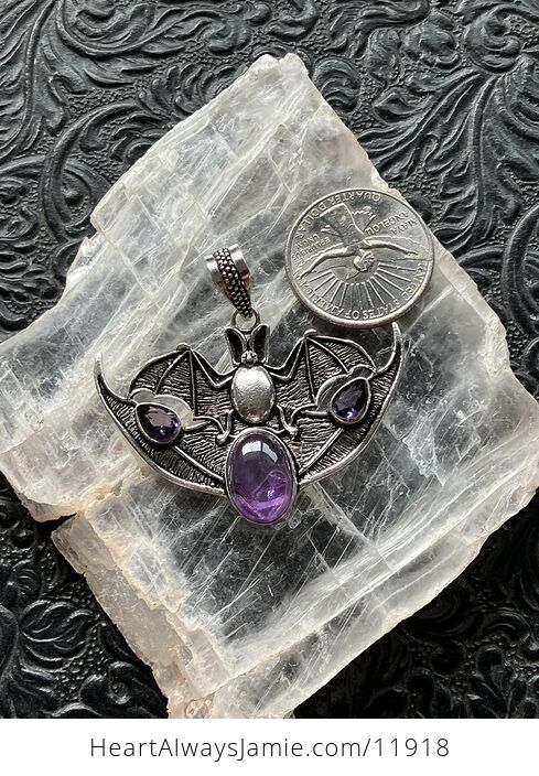 Halloween Flying Vampire Bat Amethyst Gemstone Crystal Jewelry Pendant Charm - #pp464p4KGtc-5