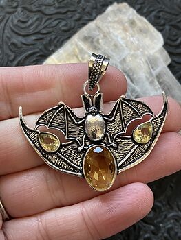 Halloween Flying Vampire Bat Citrine Gemstone Crystal Jewelry Pendant Charm #4KB5b7cj5zM
