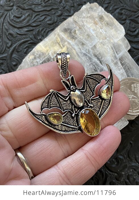Halloween Flying Vampire Bat Citrine Gemstone Crystal Jewelry Pendant Charm - #4KB5b7cj5zM-2