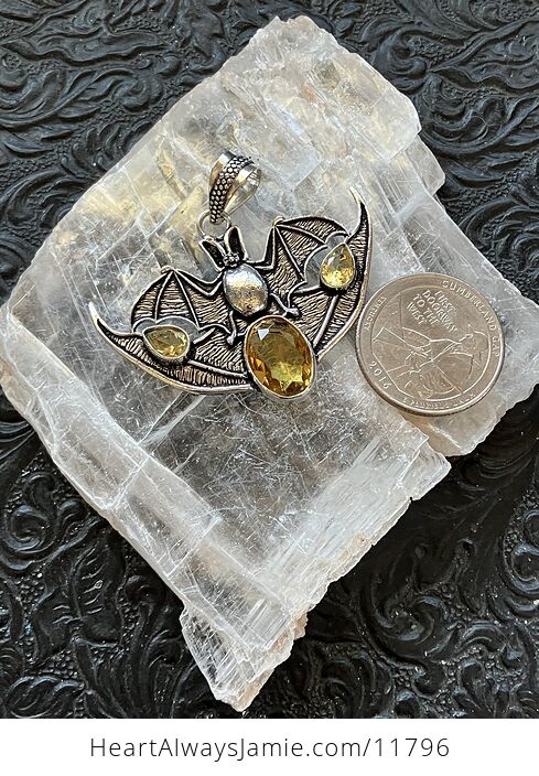 Halloween Flying Vampire Bat Citrine Gemstone Crystal Jewelry Pendant Charm - #4KB5b7cj5zM-4