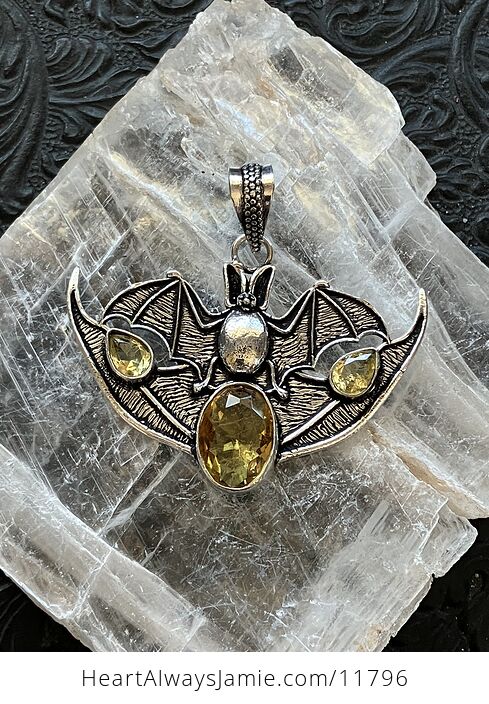 Halloween Flying Vampire Bat Citrine Gemstone Crystal Jewelry Pendant Charm - #4KB5b7cj5zM-5