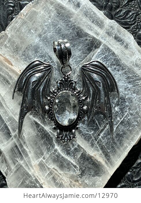 Halloween Flying Vampire Bat Faceted Topaz Pendant Gemstone Crystal Jewelry - #LC8xmiyRH4k-1