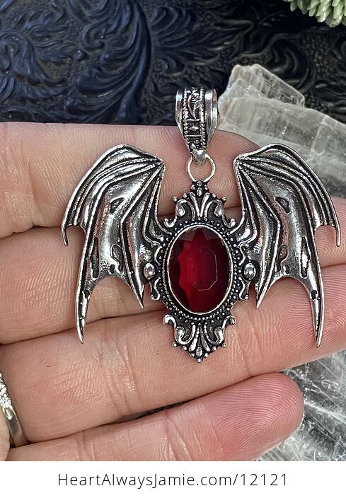 Halloween Flying Vampire Bat Garnet Gemstone Crystal Jewelry Pendant Charm - #zsHNpHFoToI-1