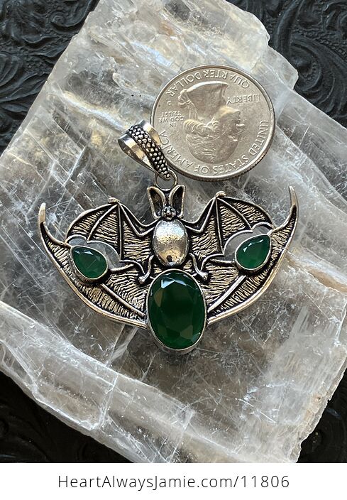 Halloween Flying Vampire Bat Green Chalcedony Gemstone Crystal Jewelry Pendant Charm - #i0NUOxAqmXU-2