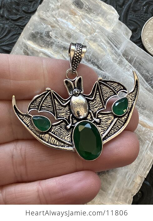 Halloween Flying Vampire Bat Green Chalcedony Gemstone Crystal Jewelry Pendant Charm - #i0NUOxAqmXU-3