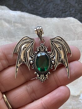 Halloween Flying Vampire Bat Green Gemstone Crystal Jewelry Pendant Charm Discounted #nKmnqiwjIqY