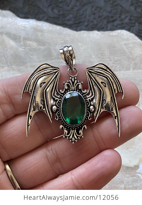 Halloween Flying Vampire Bat Green Gemstone Crystal Jewelry Pendant Charm Discounted - #nKmnqiwjIqY-1