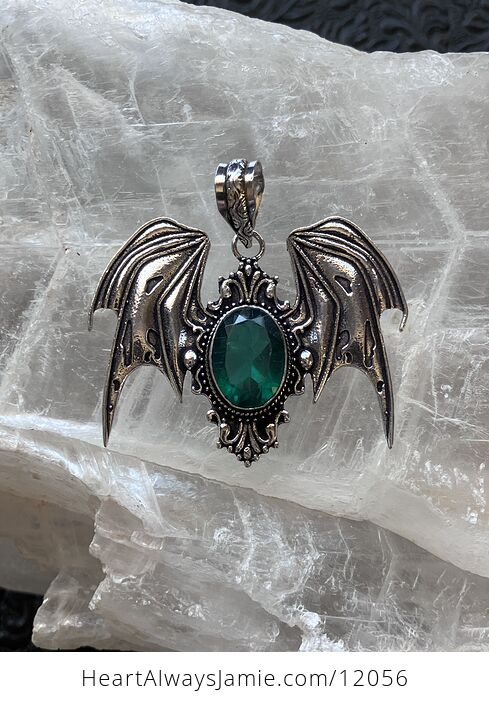 Halloween Flying Vampire Bat Green Gemstone Crystal Jewelry Pendant Charm Discounted - #nKmnqiwjIqY-5