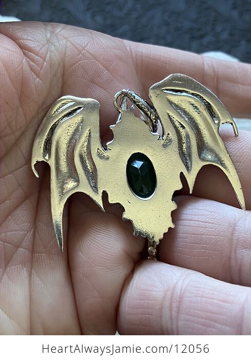 Halloween Flying Vampire Bat Green Gemstone Crystal Jewelry Pendant Charm Discounted - #nKmnqiwjIqY-4