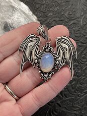 Halloween Flying Vampire Bat Opalite Gemstone Crystal Jewelry Pendant Charm #tLs15OvmAWE