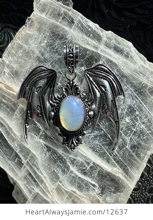 Halloween Flying Vampire Bat Opalite Gemstone Crystal Jewelry Pendant Charm - #8DDn4u3hfYA-6