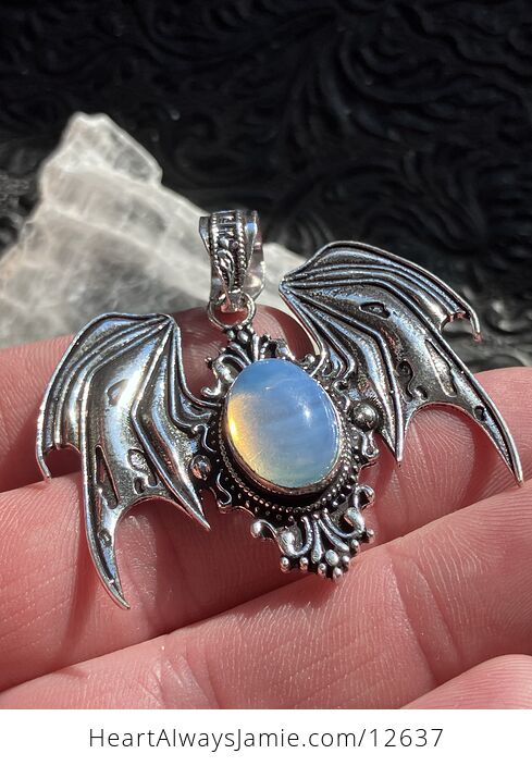 Halloween Flying Vampire Bat Opalite Gemstone Crystal Jewelry Pendant Charm - #8DDn4u3hfYA-3