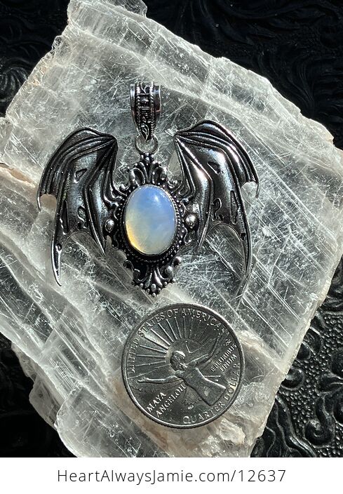 Halloween Flying Vampire Bat Opalite Gemstone Crystal Jewelry Pendant Charm - #8DDn4u3hfYA-7