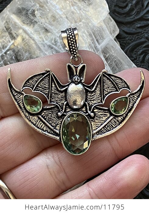 Halloween Flying Vampire Bat Peridot Gemstone Crystal Jewelry Pendant Charm - #6BjtOm0Zha8-3