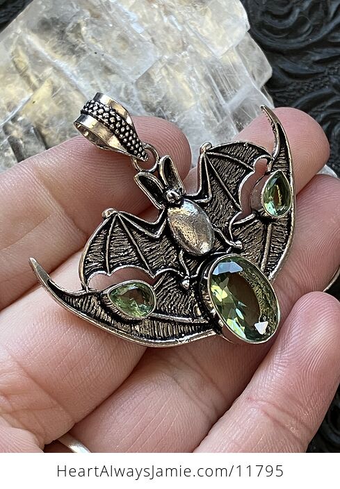 Halloween Flying Vampire Bat Peridot Gemstone Crystal Jewelry Pendant Charm - #6BjtOm0Zha8-4