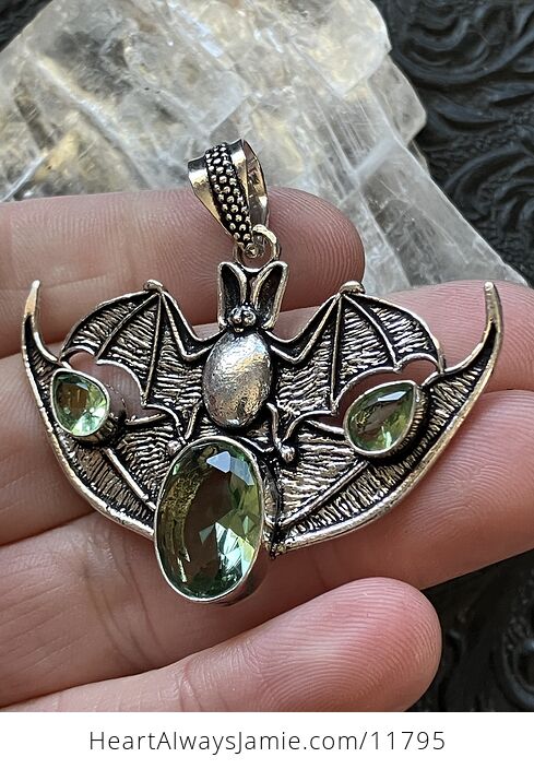 Halloween Flying Vampire Bat Peridot Gemstone Crystal Jewelry Pendant Charm - #6BjtOm0Zha8-5