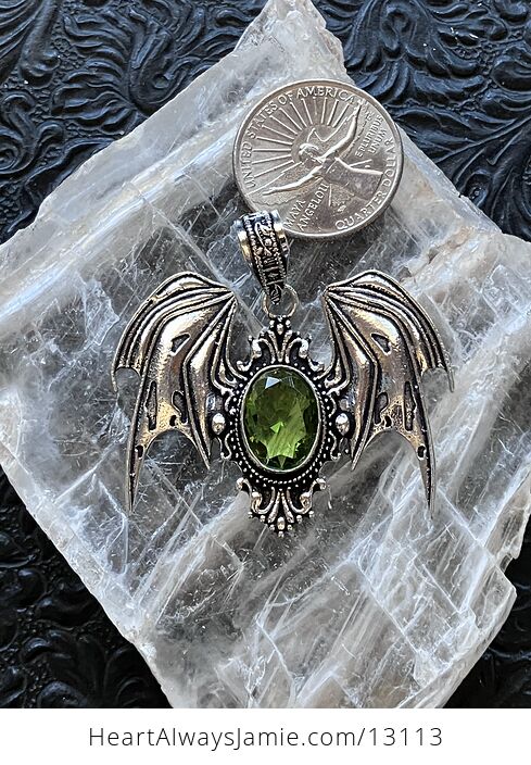 Halloween Flying Vampire Bat Peridot Pendant Gemstone Crystal Jewelry - #dbXETJ0PYAs-6