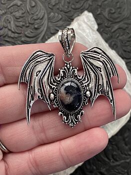 Halloween Flying Vampire Bat Sodalite Gemstone Crystal Jewelry Pendant Charm #5T1dNy7urvY
