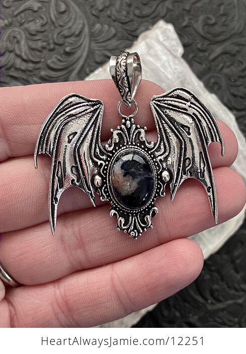 Halloween Flying Vampire Bat Sodalite Gemstone Crystal Jewelry Pendant Charm - #5T1dNy7urvY-1