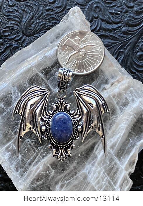 Halloween Flying Vampire Bat Sodalite Pendant Gemstone Crystal Jewelry - #IUl7IYOpGxI-6