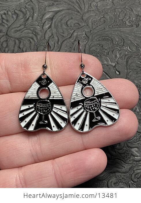 Halloween Ouija Planchette Goblet Witchy Earrings - #YvTVqT4NxLM-1