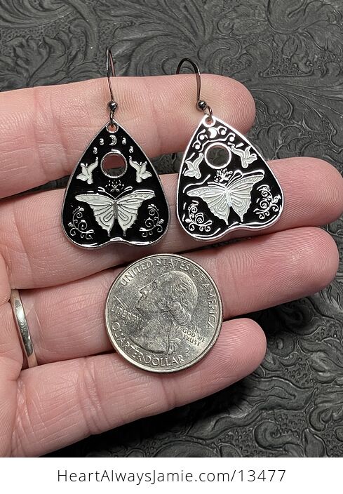 Halloween Ouija Planchette Moth or Butterfly Witchy Earrings - #UDei8X8v310-3