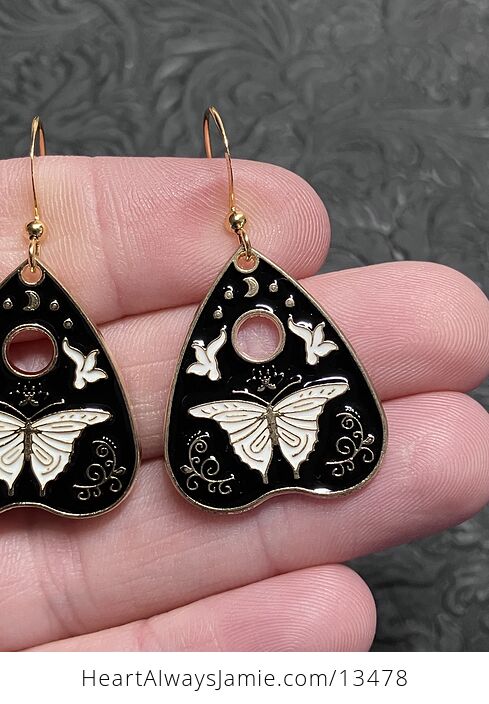 Halloween Ouija Planchette Moth or Butterfly Witchy Earrings - #o4mfgRuwVkM-2