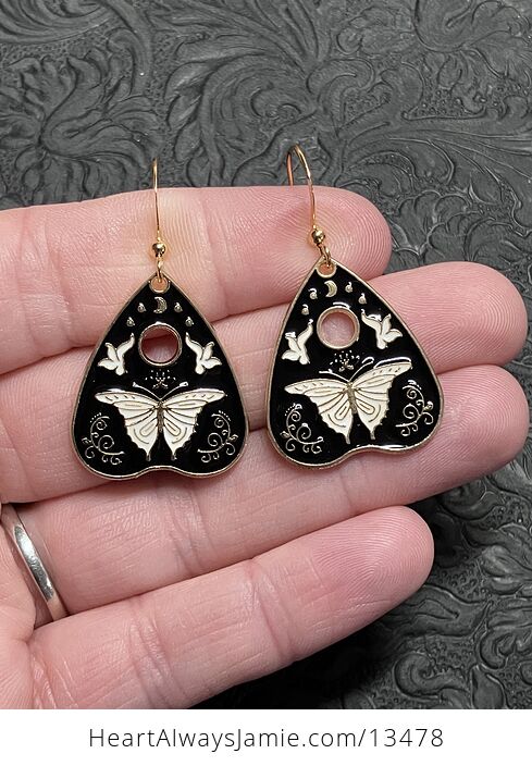 Halloween Ouija Planchette Moth or Butterfly Witchy Earrings - #o4mfgRuwVkM-1