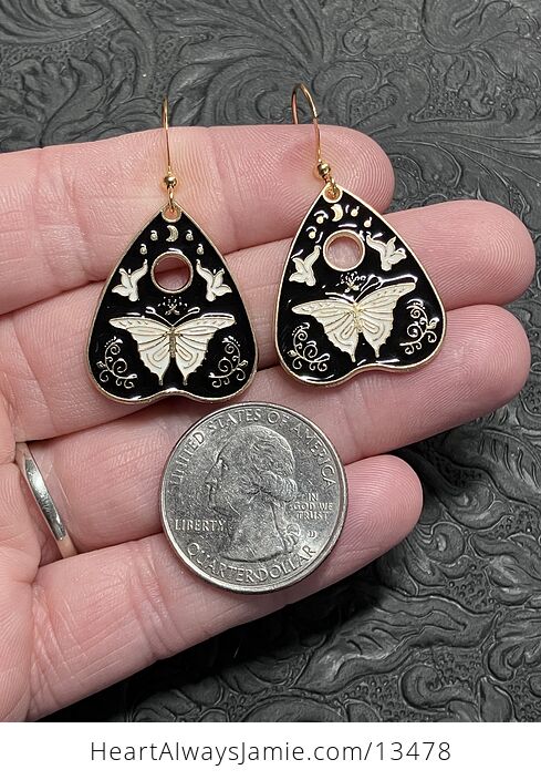 Halloween Ouija Planchette Moth or Butterfly Witchy Earrings - #o4mfgRuwVkM-3