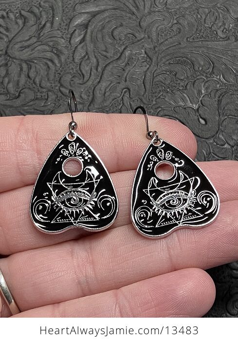 Halloween Ouija Planchette Mystical Moon and Eye Witchy Earrings - #DNqw9mEPsZU-1