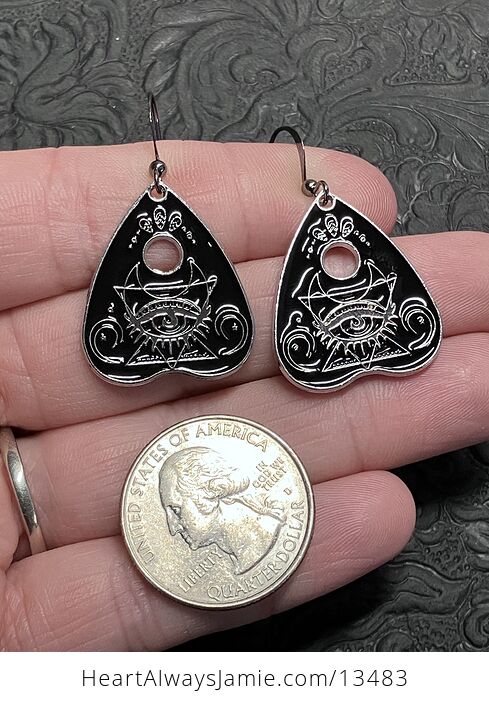 Halloween Ouija Planchette Mystical Moon and Eye Witchy Earrings - #DNqw9mEPsZU-3