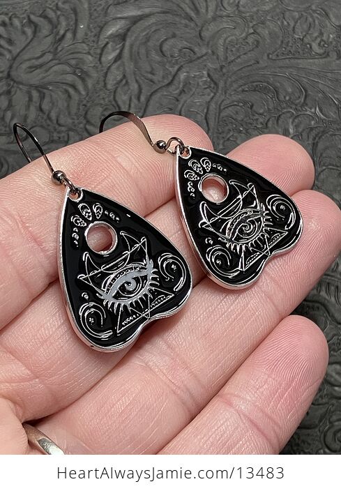 Halloween Ouija Planchette Mystical Moon and Eye Witchy Earrings - #DNqw9mEPsZU-2