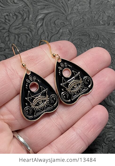 Halloween Ouija Planchette Mystical Moon and Eye Witchy Earrings - #RvM4XUfZcLo-2