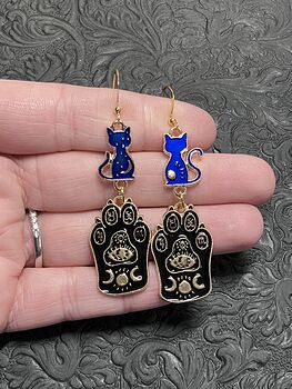 Halloween Witchy Black Cat Mystical Celestial Kitty Earrings #5JP3bOAH1JM