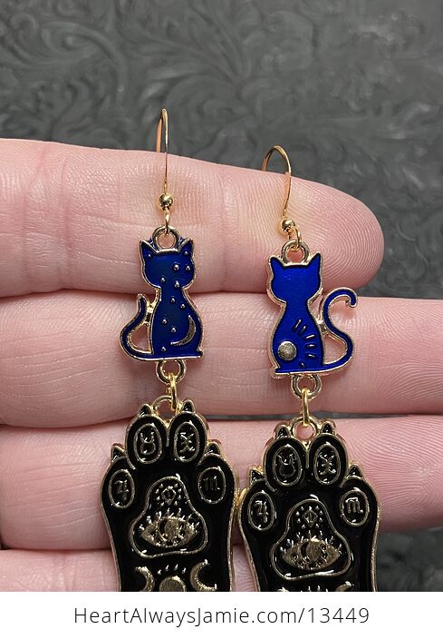 Halloween Witchy Black Cat Mystical Celestial Kitty Earrings - #5JP3bOAH1JM-3