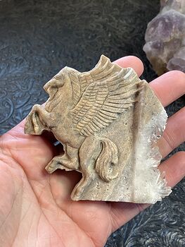 Hand Carved Crystal Stone Pegasus Figurine #MhvE7PVW3e0