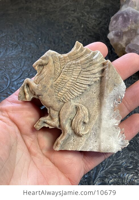 Hand Carved Crystal Stone Pegasus Figurine - #MhvE7PVW3e0-1