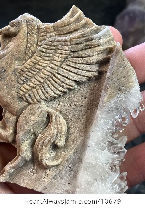 Hand Carved Crystal Stone Pegasus Figurine - #MhvE7PVW3e0-3