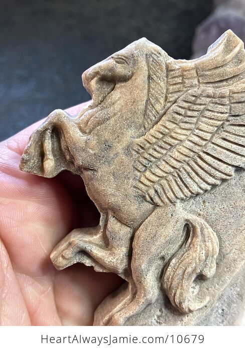 Hand Carved Crystal Stone Pegasus Figurine - #MhvE7PVW3e0-2