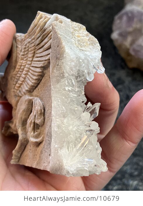 Hand Carved Crystal Stone Pegasus Figurine - #MhvE7PVW3e0-5