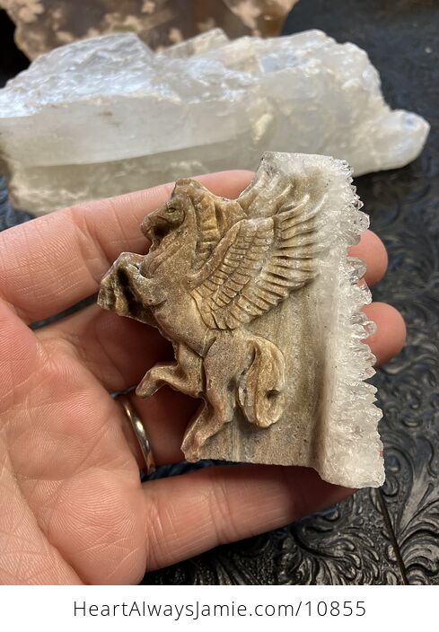 Hand Carved Crystal Stone Pegasus Figurine - #t8F4i5NdzxM-3